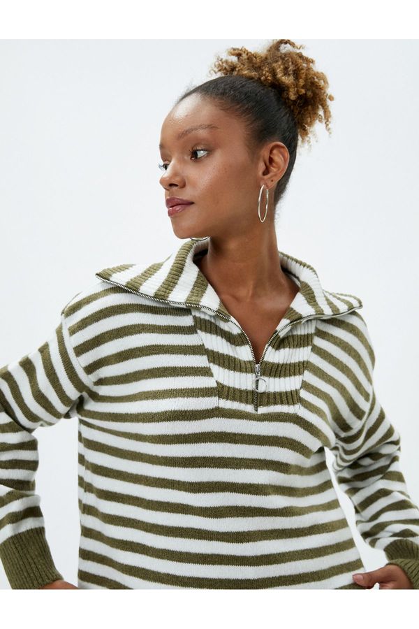 Koton Koton Women's Khaki Striped Sweater