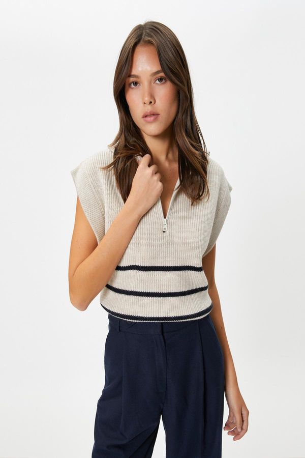 Koton Koton Women's Navy Blue Striped Vest