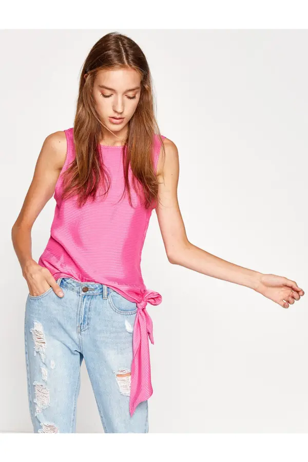 Koton Koton Women's Pink Tie Waist Blouse