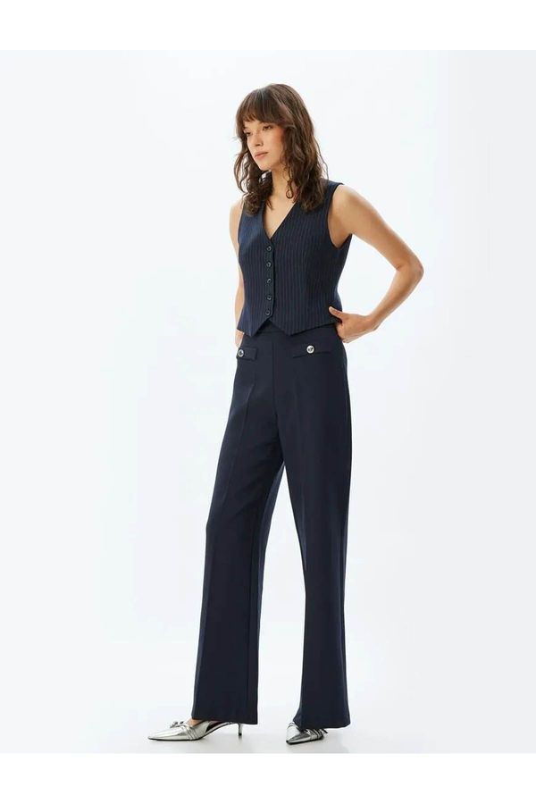Koton Koton Women's Trousers Navy Blue 5wak40111uw