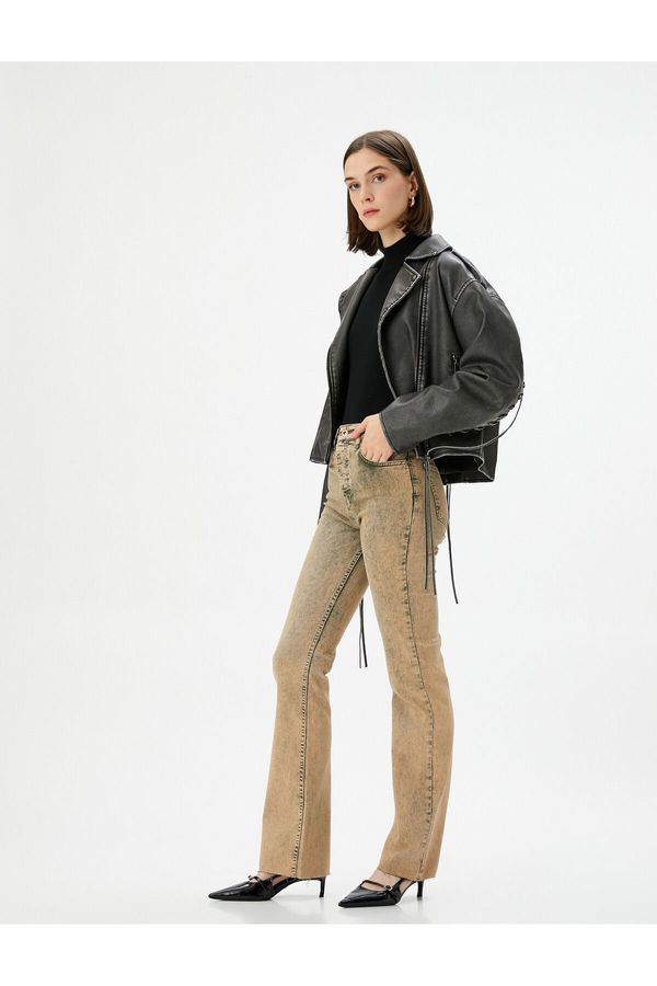 Koton Koton Worn Lightweight Flare Jeans Slim Fit Standard Waist Cotton Pocket - Victoria Slim Jea