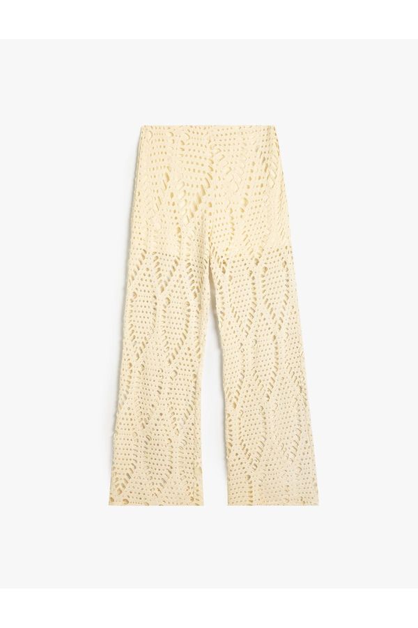 Koton Koton X Melis Agazat - Crochet Trousers Half Lined Wide Leg