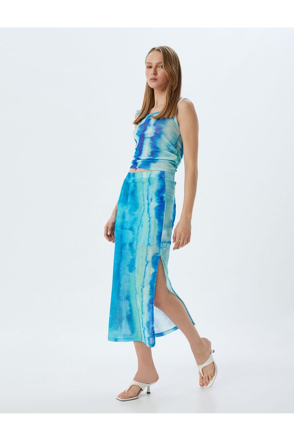 Koton Koton X Şahika Ercümen - Midi Skirt with Batik Pattern and Side Slit Detail