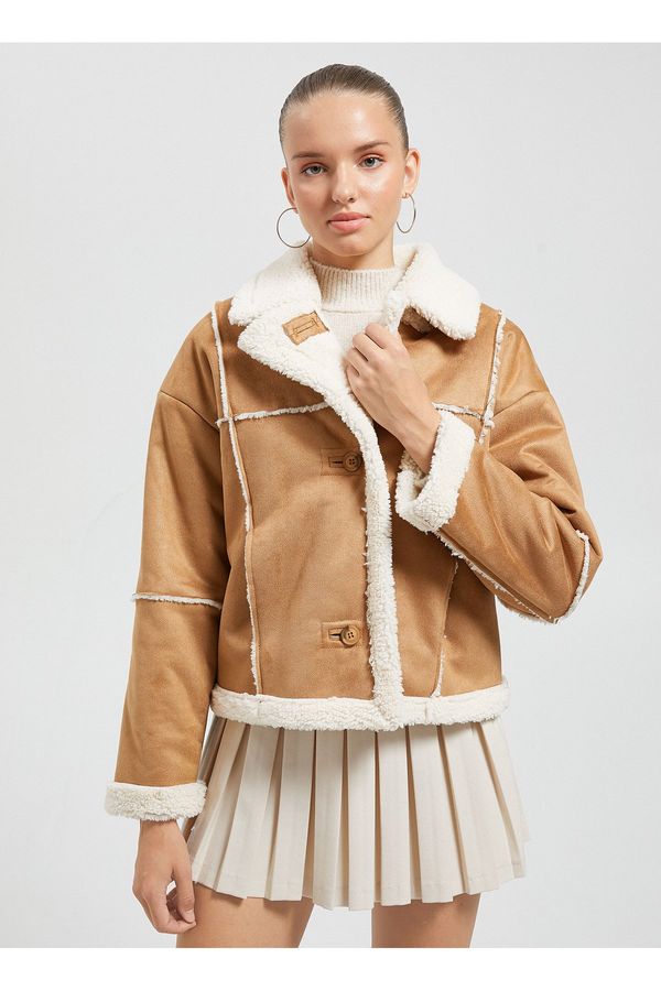 Koton Koton ženska standardna jakna za lase s kamelami 4WAL202020IW