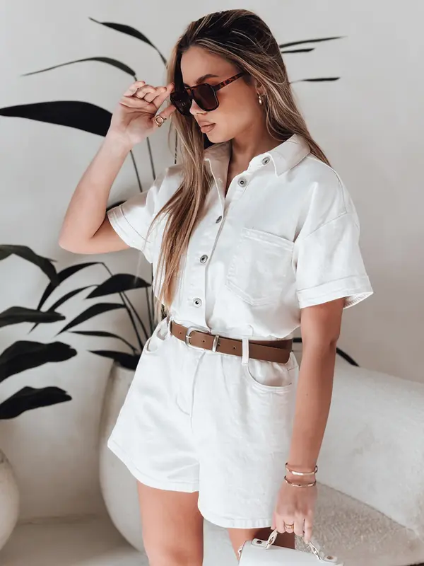 DStreet Kratek jeans kombinezon s pasom DINOZIA