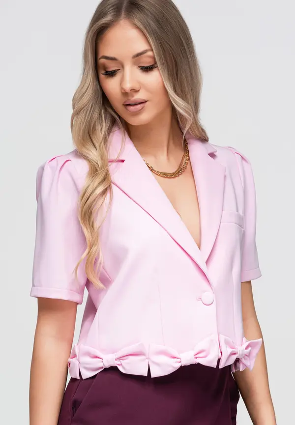 Ombre Kratek ženski blazer z okrasnimi detajli