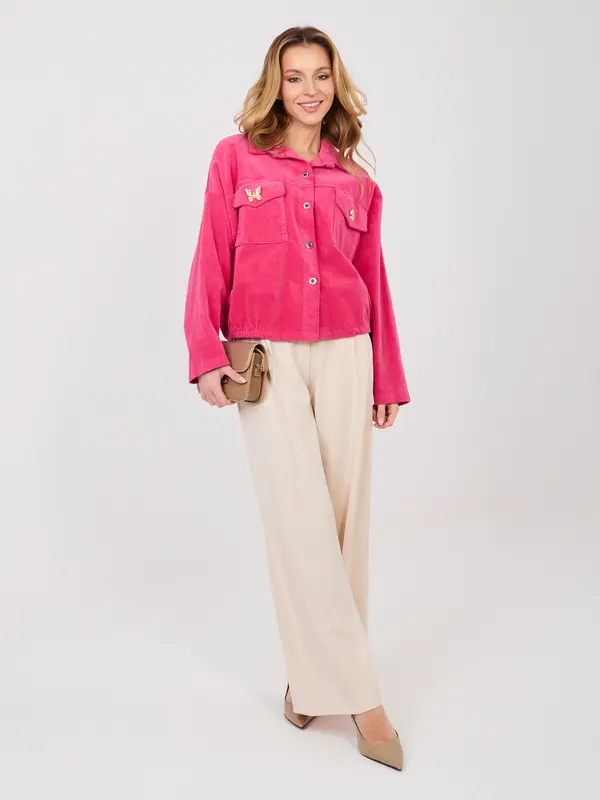 RUE PARIS Kratka strukturirana jakna v barvi fuksije