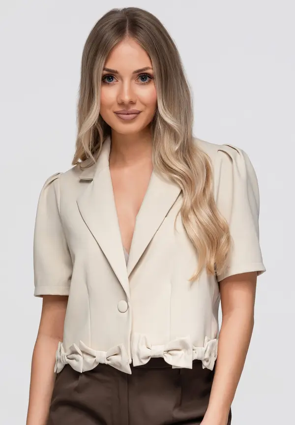 Ombre Kratka ženska jakna z pentljami
