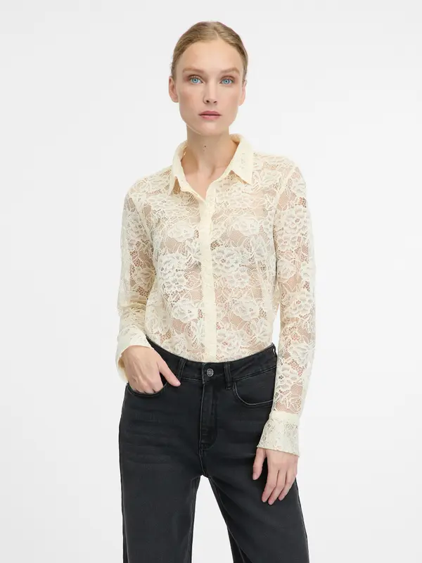 Orsay Krem čipkasta bluza ORSAY