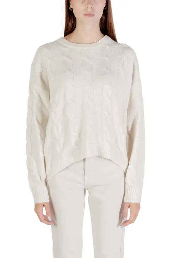 Only Krem pulover z okroglim izrezom