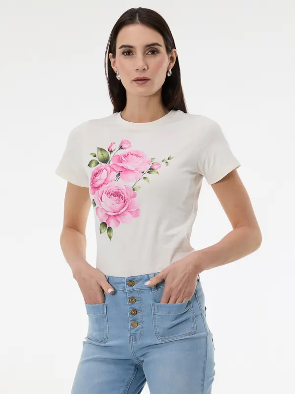 Orsay Krem ženska majica s potiskom ORSAY