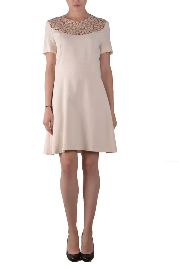 Pinko Kremna obleka s čipkastimi detajli