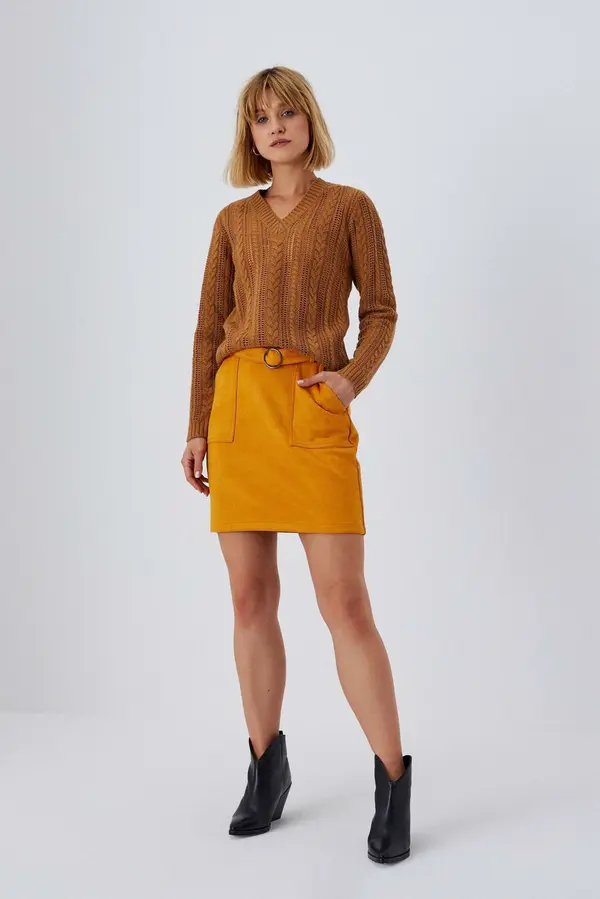 Marisse Krilo A-kroja z žepi, gorčična barva