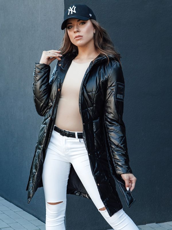 DStreet Kurtka damska pikowana długa z kapturem PAUL czarna Dstreet