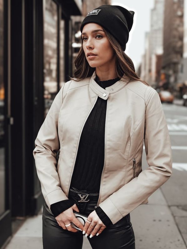 DStreet Kurtka damska skórzana SKINVEX beżowa Dstreet