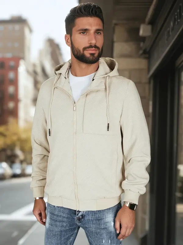 DStreet Kurtka męska przejściowa z kapturem beżowa Dstreet