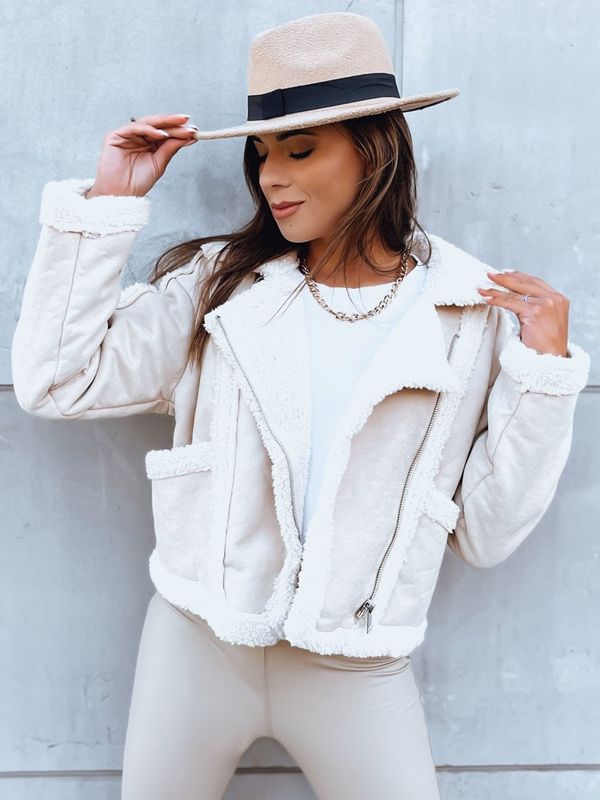 DStreet Kurtka skórzana damska PLAYDIVA jasnobeżowa Dstreet