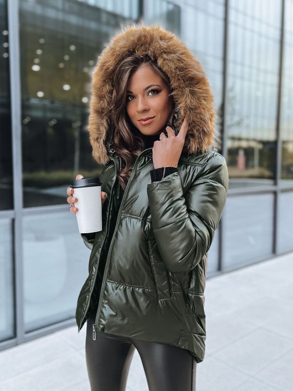 DStreet Kurtka zimowa damska pikowana SPARKLE zielona Dstreet