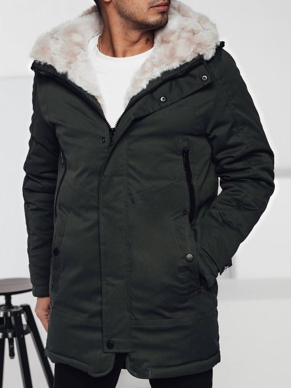 DStreet Kurtka zimowa męska parka z kapturem zielona Dstreet