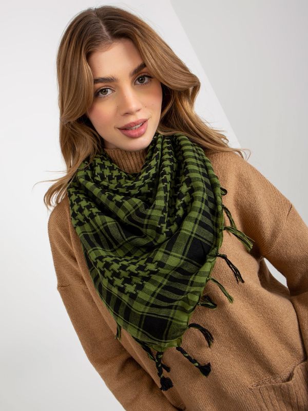 Fashionhunters Ladies Checkered Scarf - Green