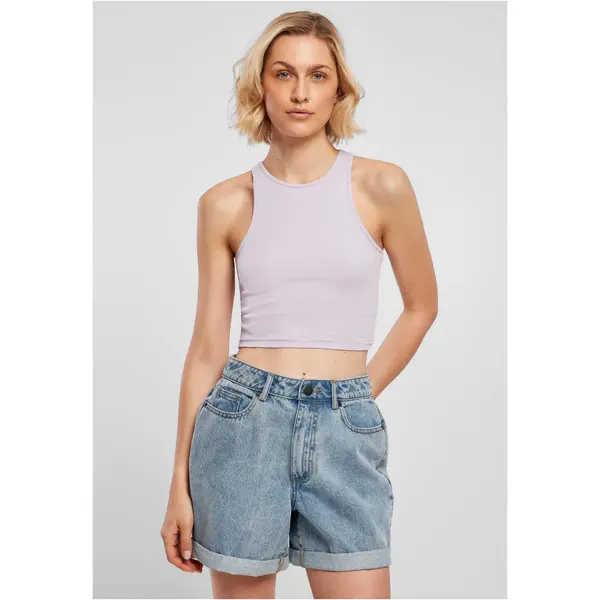 Urban Classics Ladies Cropped Rib Top Lilac