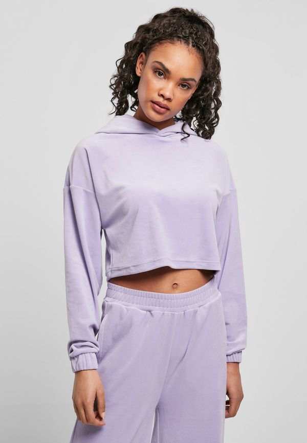 UC Ladies Ladies Cropped Velvet Oversized Hoody Lavender