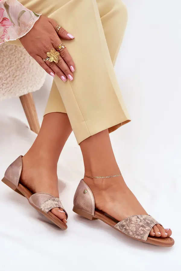 Maciejka Ladies Leather Sandals On Flat Heel Maciejka