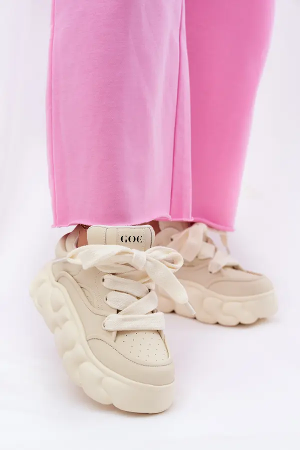 GOE Ladies Leather Sneakers On A Massive Platform GOE