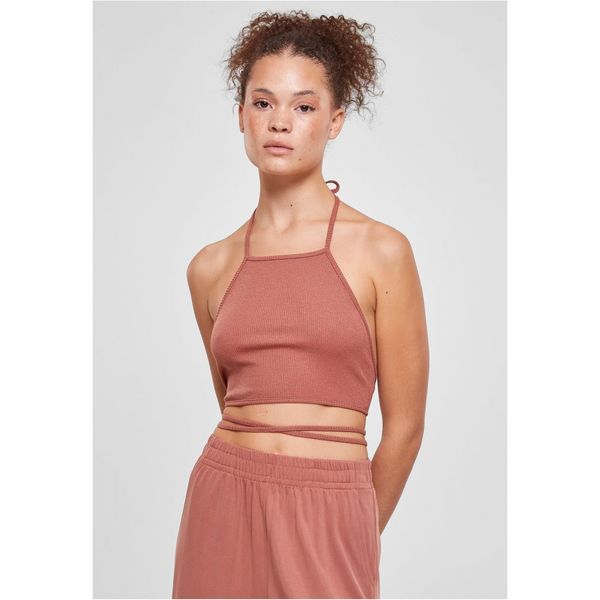 Urban Classics Ladies Rib Trapeze Cropped Top Terracotta