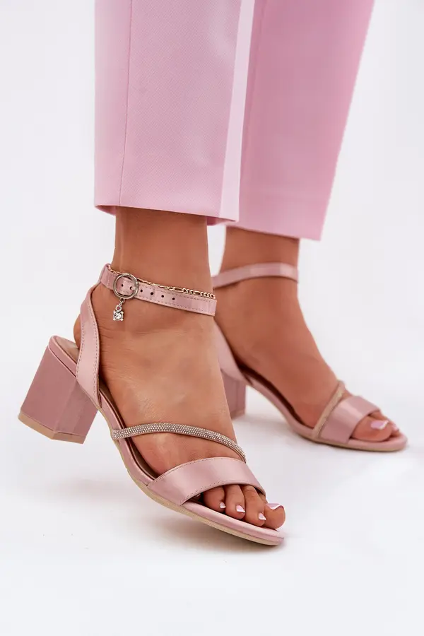 VINCEZA Ladies Sandals On Heel With Zirconia Vinceza