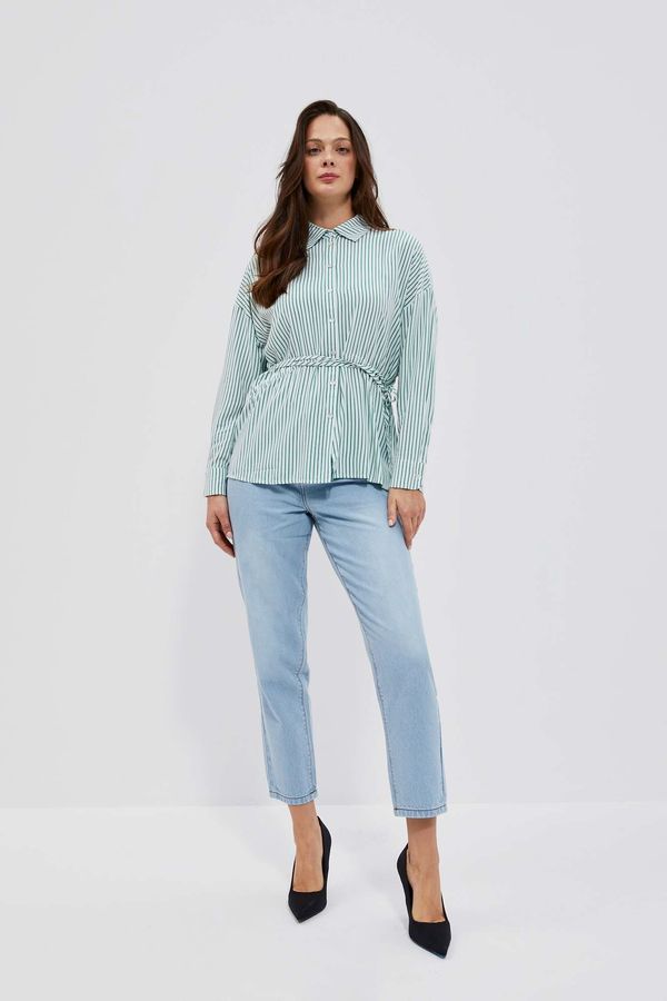 Moodo LADIES SHIRT L-KO-4014 BÍLÁ_ZELENÁ