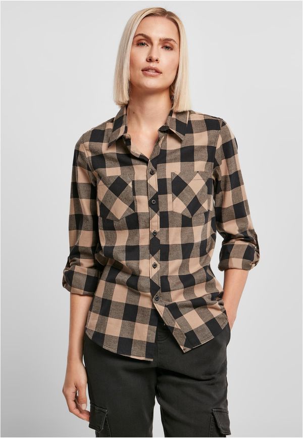 UC Ladies Ladies Turnup Checked Flanell Shirt black/softtaupe