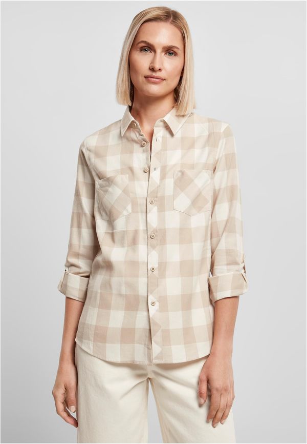 UC Ladies Ladies Turnup Checked Flanell Shirt whitesand/lighttaupe