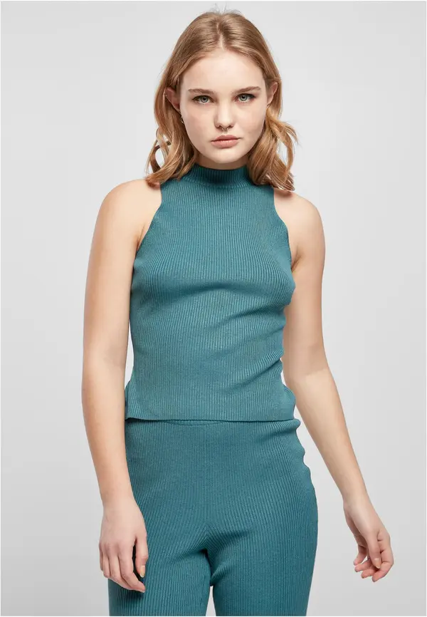 Urban Classics Ladies' turtleneck with short rib knit, jasper