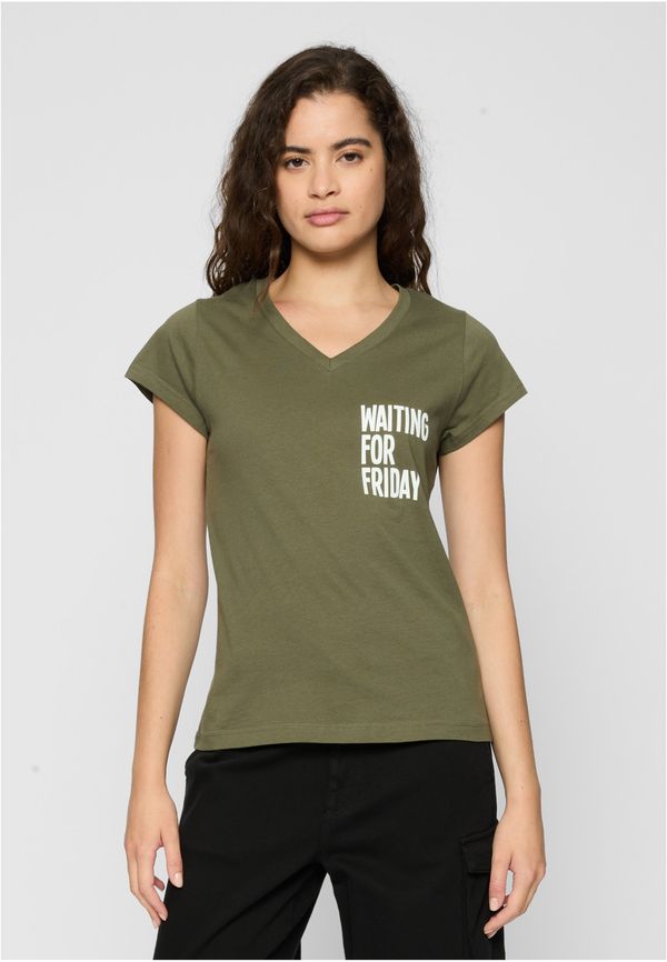 Mister Tee Ladies Waiting For Friday Box Olive Tee