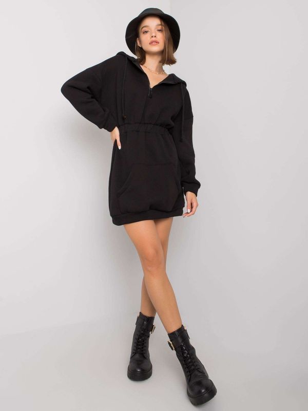 Fashionhunters Lady's black dress with hood