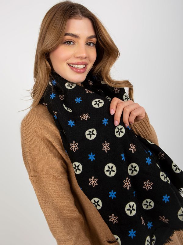 Fashionhunters Lady's black scarf with print