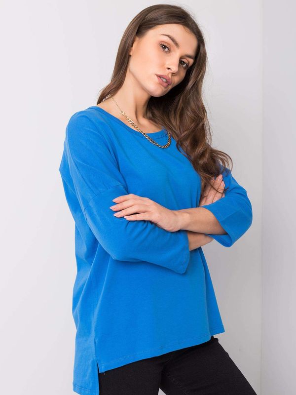 Fashionhunters Lady's blue cotton blouse
