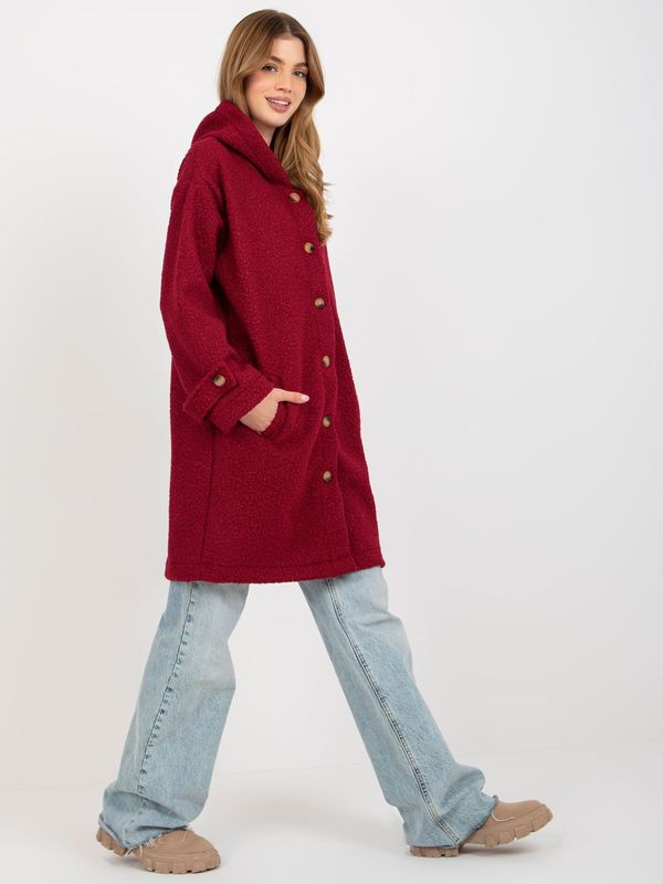 Fashionhunters Lady's chestnut plush coat with hood