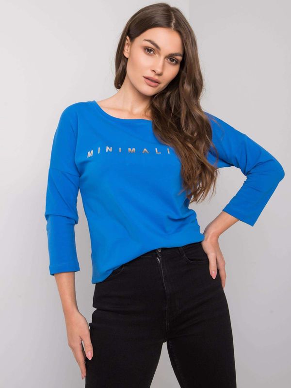 Fashionhunters Lady's dark blue blouse with inscription