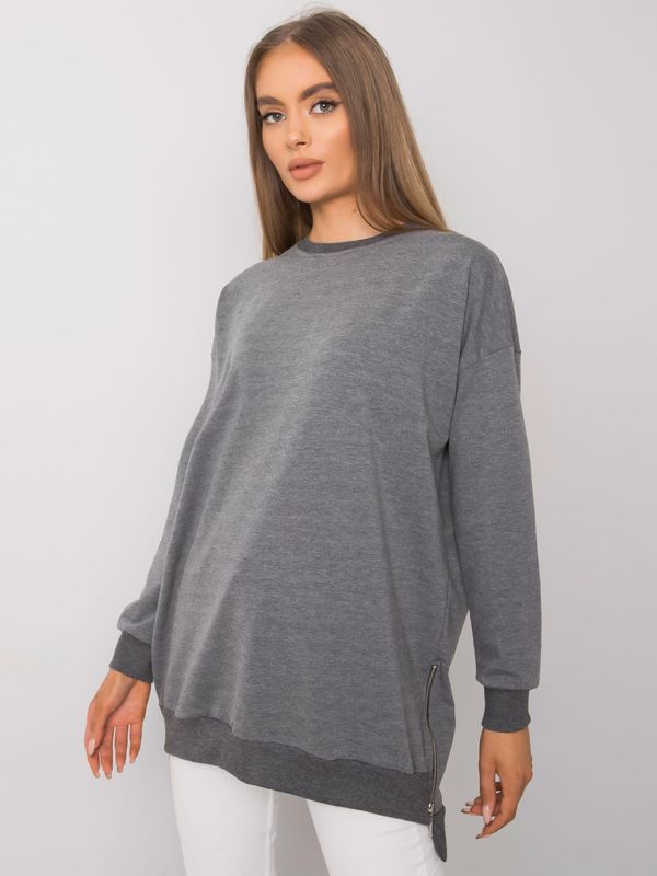 Fashionhunters Lady's dark grey melange tunic with zip closure