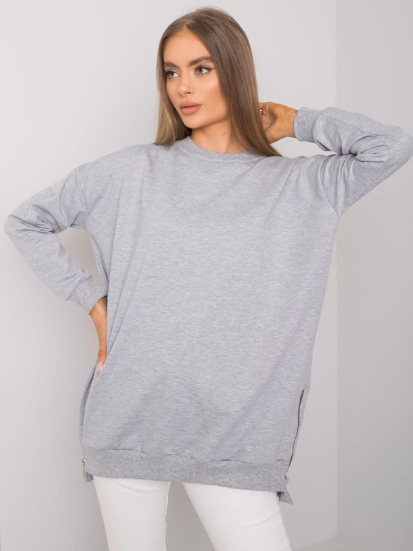 Fashionhunters Lady's grey melange tunic with zip closure