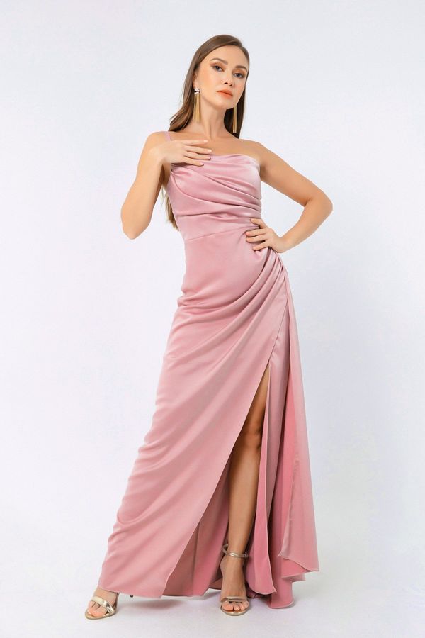 Lafaba Lafaba Women's Powder One-Shoulder Satin Evening Dress & Prom Dress