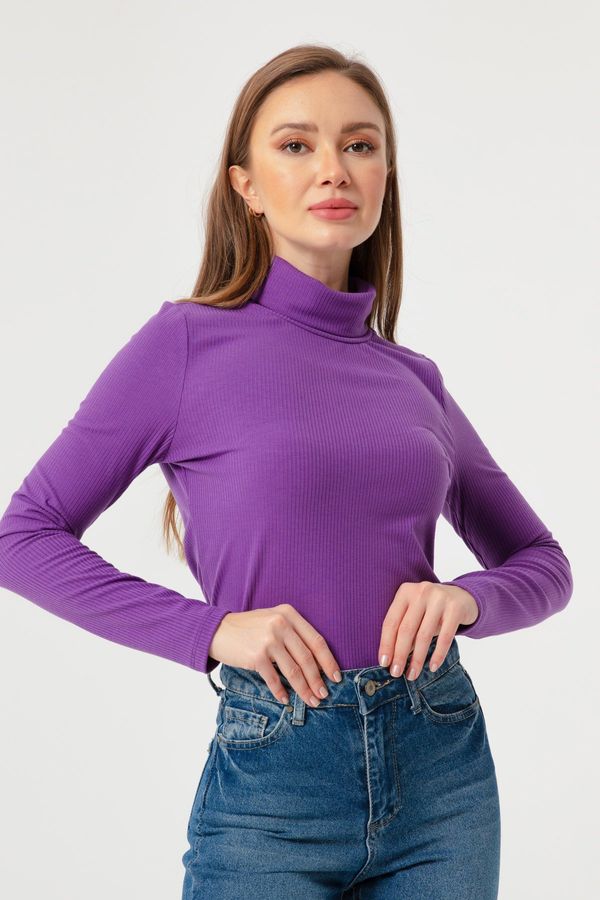 Lafaba Lafaba ženska vijolična pletena bluza za želvji vrat