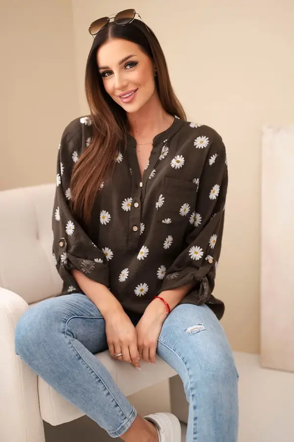 Kesi Włoski Lanena bluza Kesi s cvetličnim vzorcem