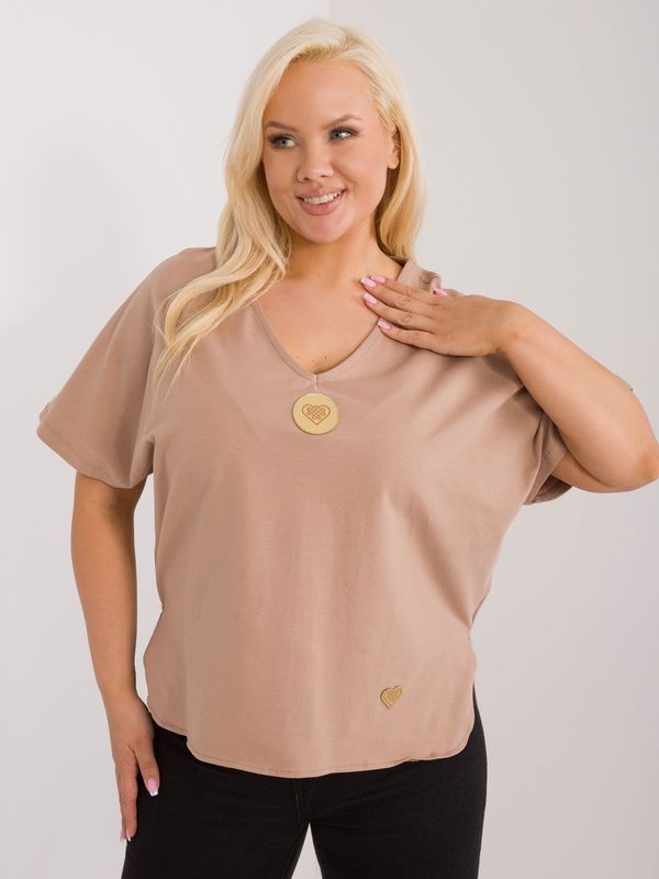 Fashionhunters Large asymmetrical blouse Camel