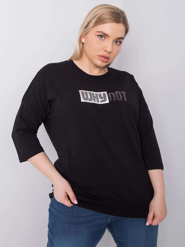 Fashionhunters Larger black cotton blouse with appliqué