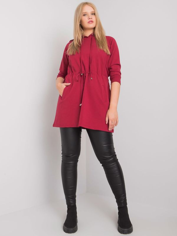 Fashionhunters Larger burgundy long sweatshirt