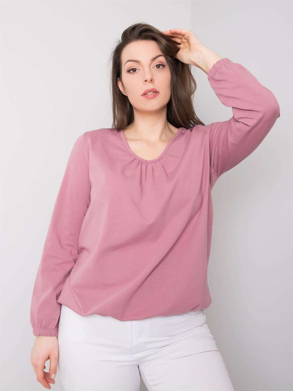 Fashionhunters Larger pink cotton blouse