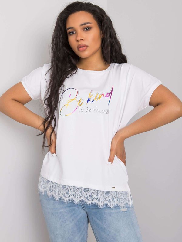 Fashionhunters Larger white cotton blouse with lace